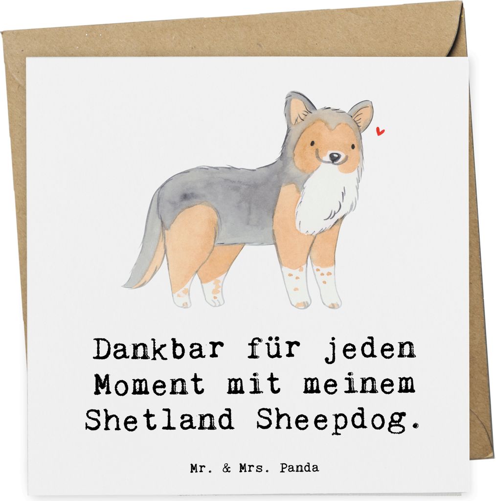 Mr. & Mrs. Panda faltkarte Shetland Sheepdog Moment - Weiß - Geschenk, Klappkarte, Glückwunschkarte, Grußkarte, Sheltie, anlasskarte, doppelkarte