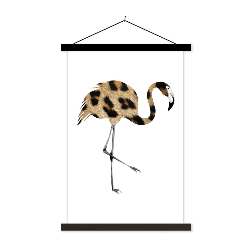 MuchoWow Textilposter Flamingo - Pantherdruck - Tier 120x180 cm mit schwarzem Rahmen - Fotos