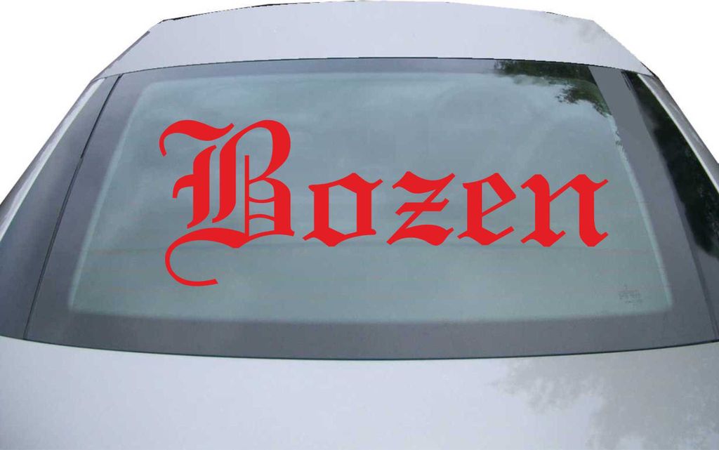 Indigos UG - Aufkleber Heckscheibe & Motorklappe DE6709 - rot - 600x221 mm - Bozen - Auto Scheiben Fenster Heckklappe Tuning Racing JDM - Die cut