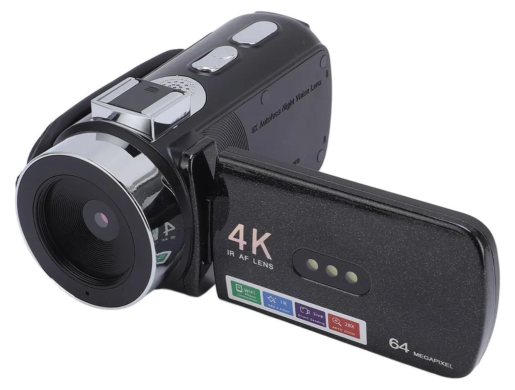 Caméscope Numérique 4K Haute Définition 64MP avec Zoom 28x LED