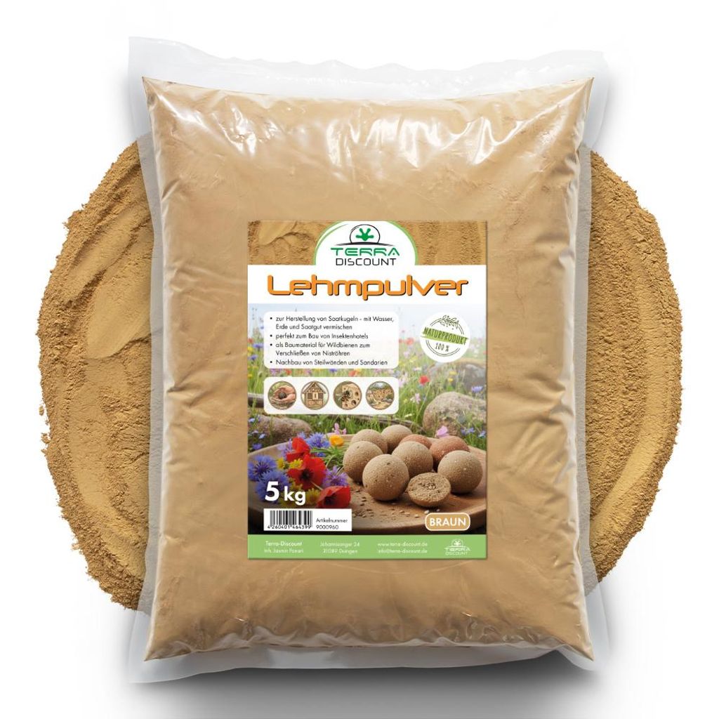 Terra Discount Lehmpulver Braun 5 kg – Naturlehm für Produktbild 