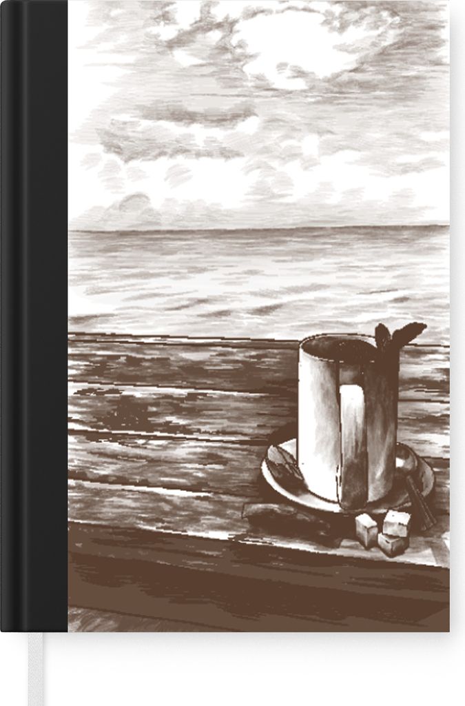 MuchoWow Notizbuch Tagebuch Haushaltsbuch Notebook A5 Becher - Tee - Meer - Notizblock - Notizheft - Notebook - Schreibblock - Papier