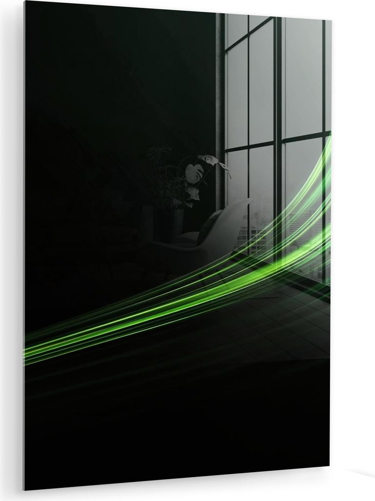 MuchoWow Glasbilder - Bilder auf Wandbild - Foto auf Glas Spiele - Linien - Bogen - Grün 30x40 cm Wanddekoration aus Glas - Acrylglasbild - Acrylb...