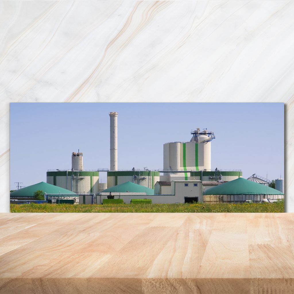 Tulup Küchenrückwand Spritzschutz aus Glas -125x50 -Spritzschutz auf gehärtetes Glas Deko Sehenswürdigkeiten Biogasanlage