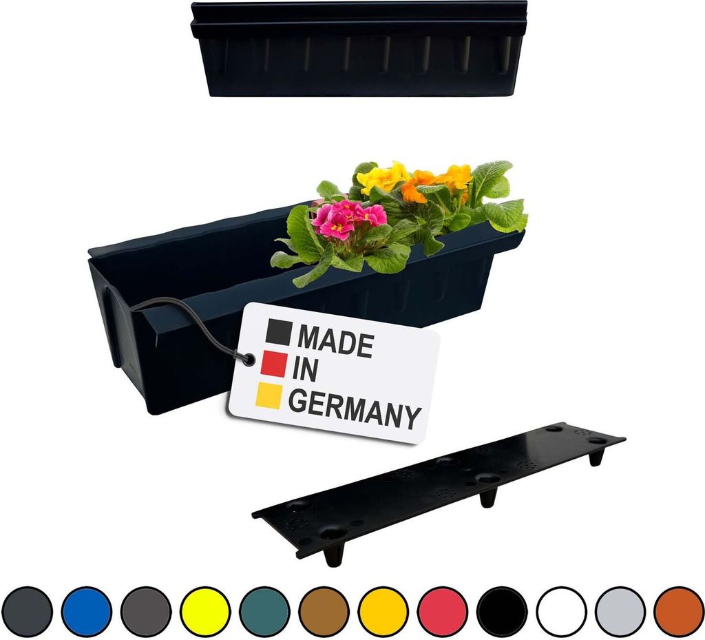 BURI 2 Euro-Paletten Blumenkästen-Einsätze inkl. Bewässerungsmatte | mit Hängesystem zum Einhängen | 37,3cm Schwarz | Pflanzkasten für Europa...