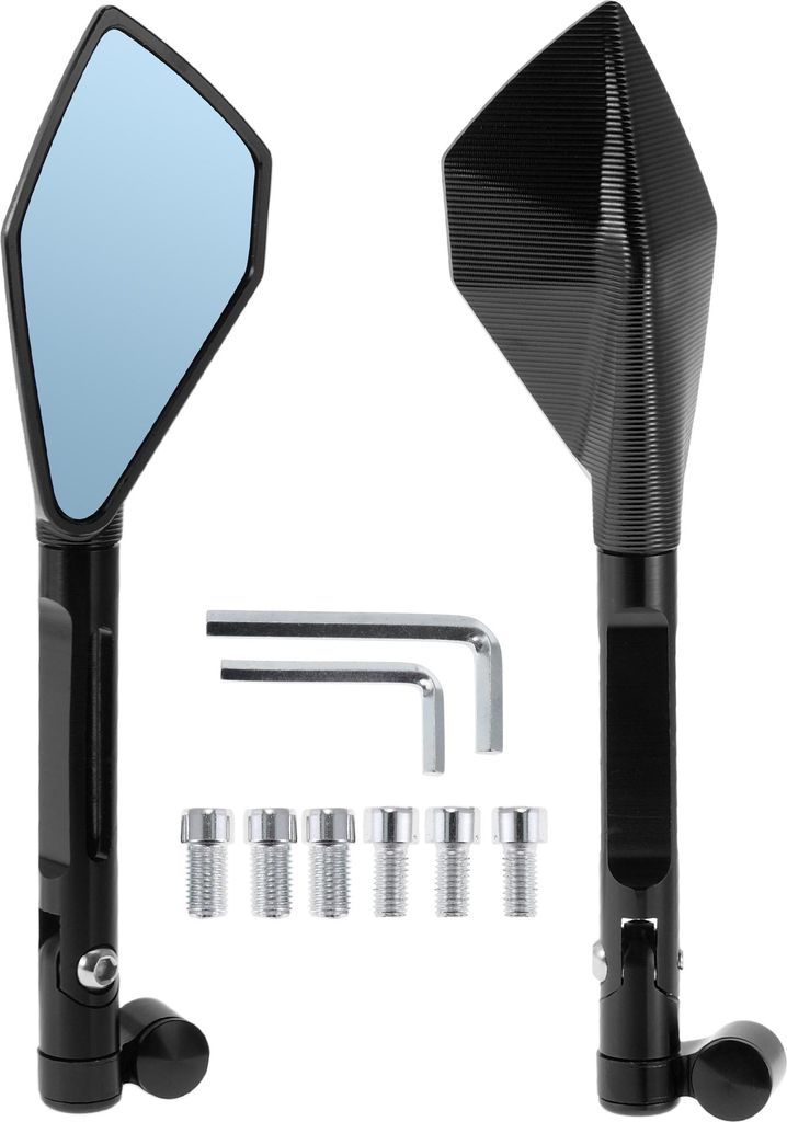 Motorrad-Rückspiegel Seitenspiegel Verstellbar Aluminiumlegierung 1 Satz Schwarz M8/M10 Prismatische Form