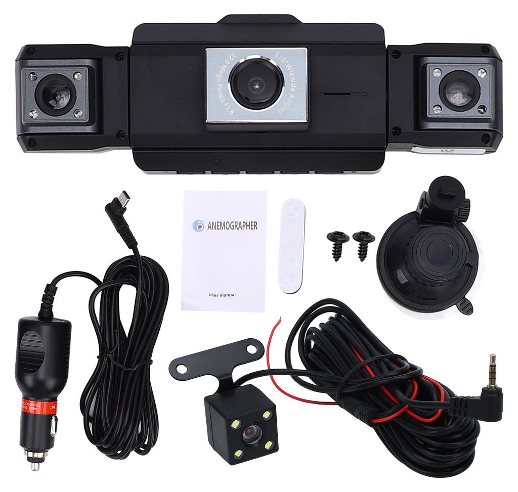 360° Dashcam 4 Kanäle, Kamera vorne hinten links rechts für Autos, IR-Lichter, Nachtsicht, WLAN und APP-Steuerung, WDR, 24-Stunden-Parkmodus, Lo...