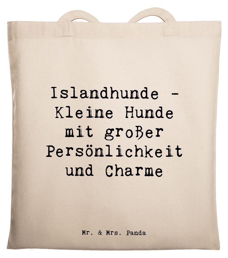 Mr. & Mrs. Panda Jutebeutel Spruch Charme Islandhund - Transparent - Geschenk, Shopping Tasche, treue Begleiter, Wachhunde, Tote Bag, einkaufsshopp...