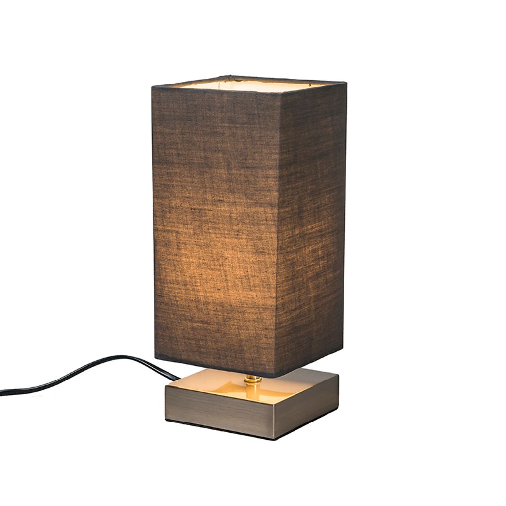 QAZQA - Moderne Tischleuchte I Tischlampe I Lampe I Leuchte grau mit Stahl I Silber I nickel matt - Milo I Wohnzimmer I Schlafzimmer I Nachttischle...