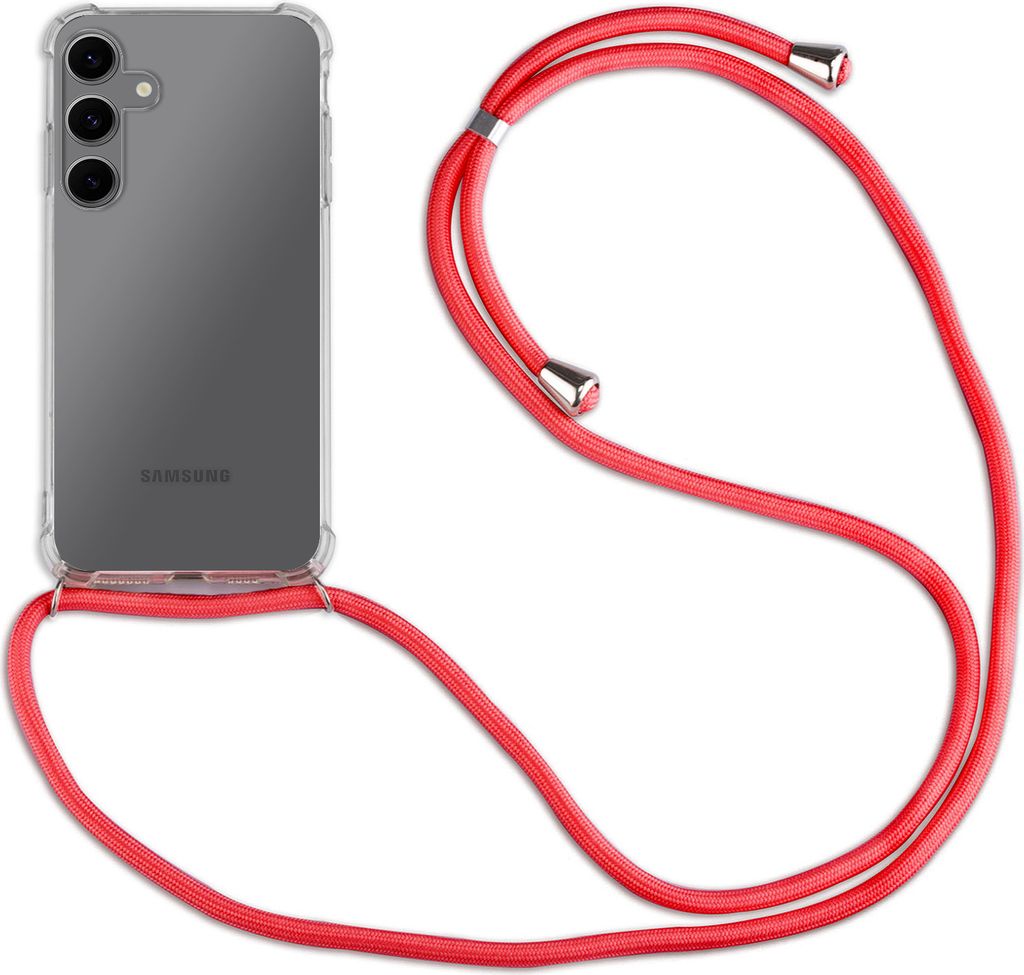 Handykette für Samsung Galaxy S24 FE – Handyhülle mit verstellbarem Band & Eckenschutz Rot