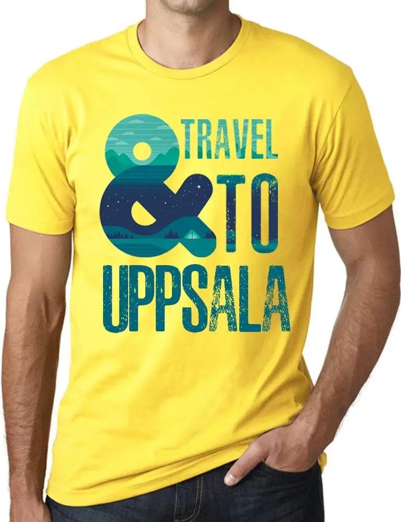 Herren Grafik T-Shirt Und Reisen nach Uppsala – And Travel To Uppsala – Öko-Verantwortlich Vintage Jahrgang Kurzarm Lustige Druck Geburtstag G...
