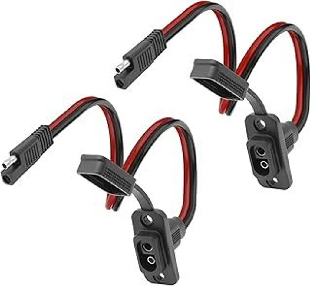 MEIRYFA SAE Adattatore per cablaggio con connettore rapido, maschio-femmina, 12 AWG, cavo di prolunga SAE, connessione laterale, resistente alle intemperie, per generatore solare e caricabatterie (2 pezzi, 0,3 m)