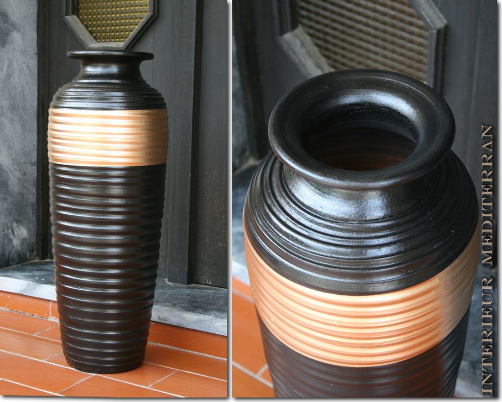 BODENVASE Keramik Modell: Luxor - Größe: ca.70 CM Schwarz Gold