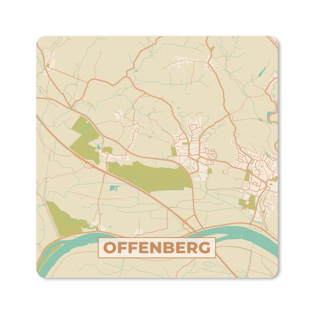 MuchoWow Mauspad Mousepad Offenberg - Stadtplan - Vintage - Karte 20x20 cm - Mousepads - Maus Mat - Pad - Mausunterlage - Desk Mat - Bureauartikeln