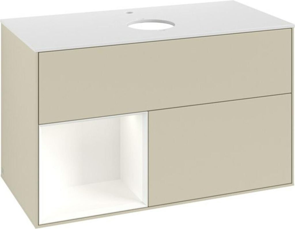 V&B Waschtischunterschrank Finion 100, Pl w m, Reg wh. m Lac, si Gr m Lac