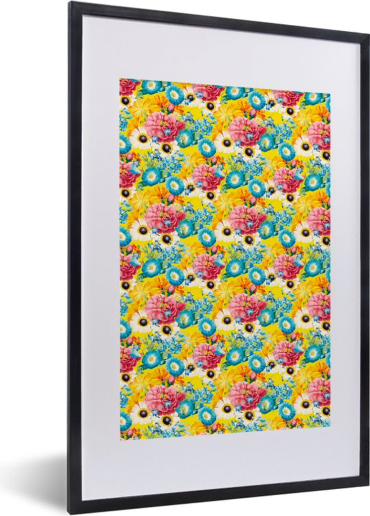 MuchoWow MuchoWow Gerahmtes Poster Blumen - Farben - Palette 40x60 cm - Poster mit zchwarzem Bilderrahmen - Poster in Rahmen