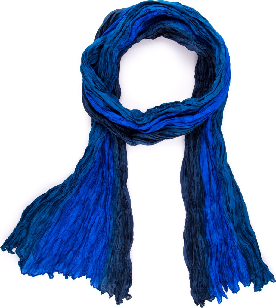 Knitterschal Halstuch Schal XXL blau dunkelblau royalblau Farbverlauf 100% Seide 180x90cm
