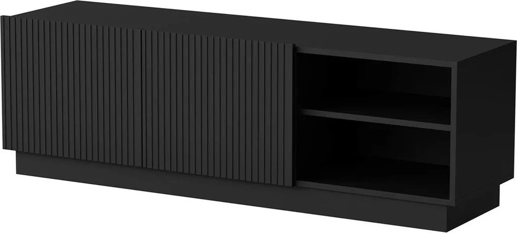 Meuble TV Noir 150 cm : Fini le Désordre avec ses 3 Niveaux de Stockage