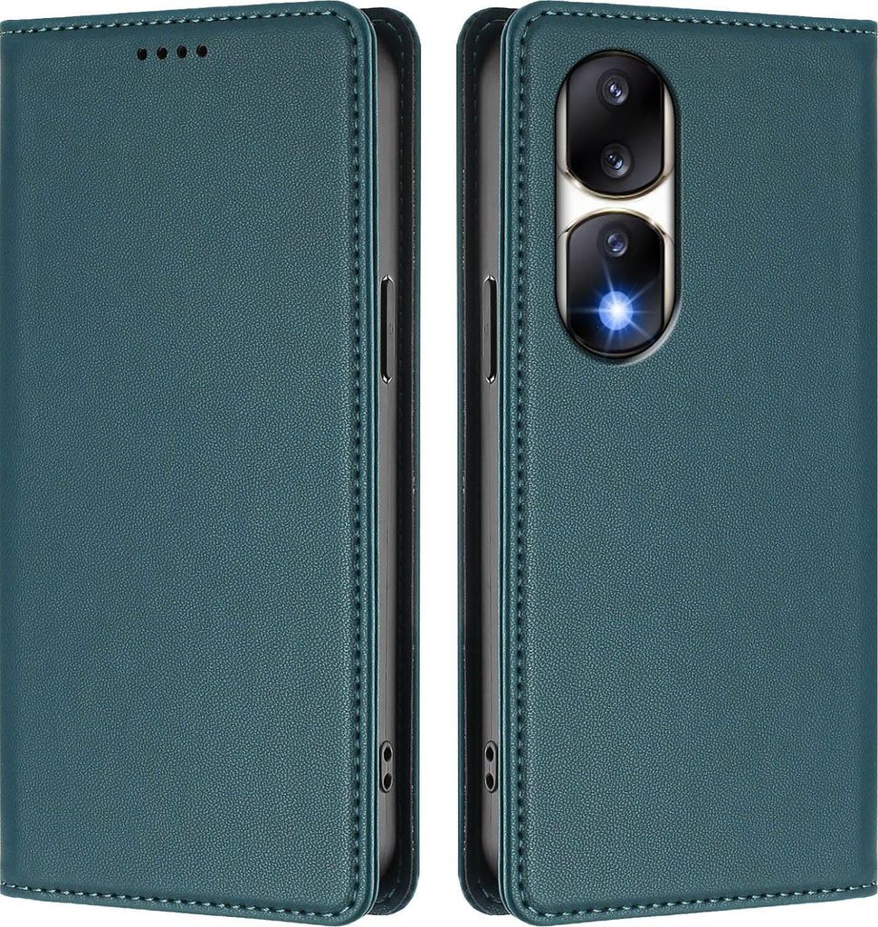 Handyhülle für Honor 90 Pro, Kunstleder Klapphülle Stoßfeste Magnetische Hülle mit Ständer Grün