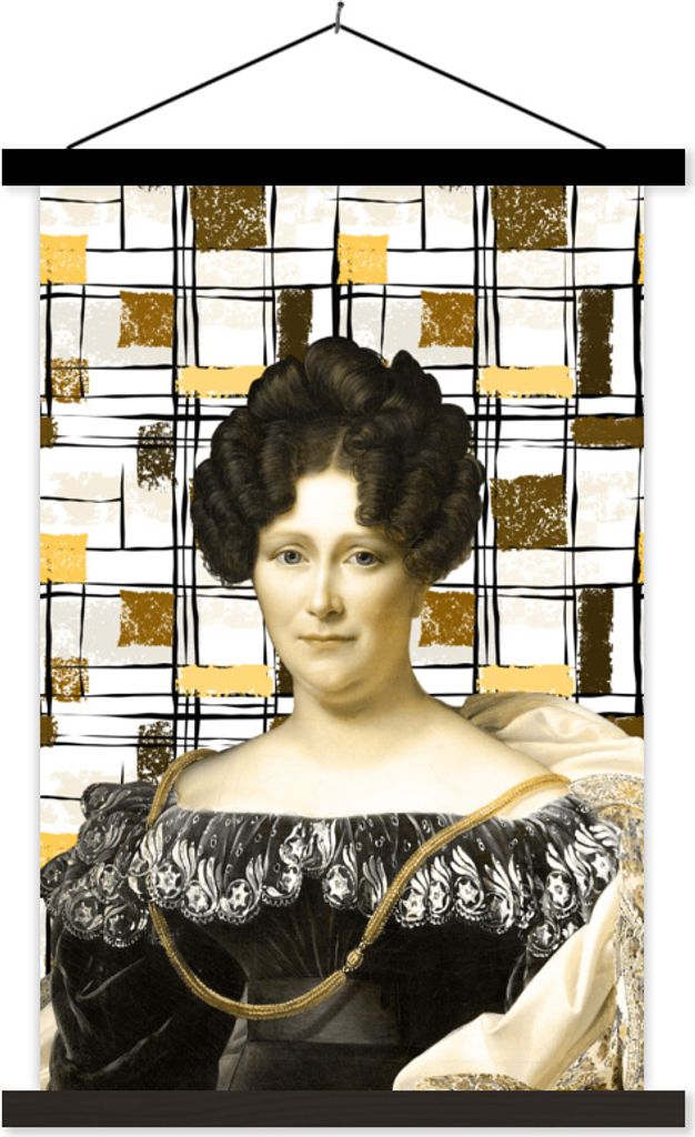 MuchoWow Textilposter Mondrian - Johanna Henriette Engelen - Bronze 60x90 cm mit schwarzem Rahmen - Poster Wohnzimmer