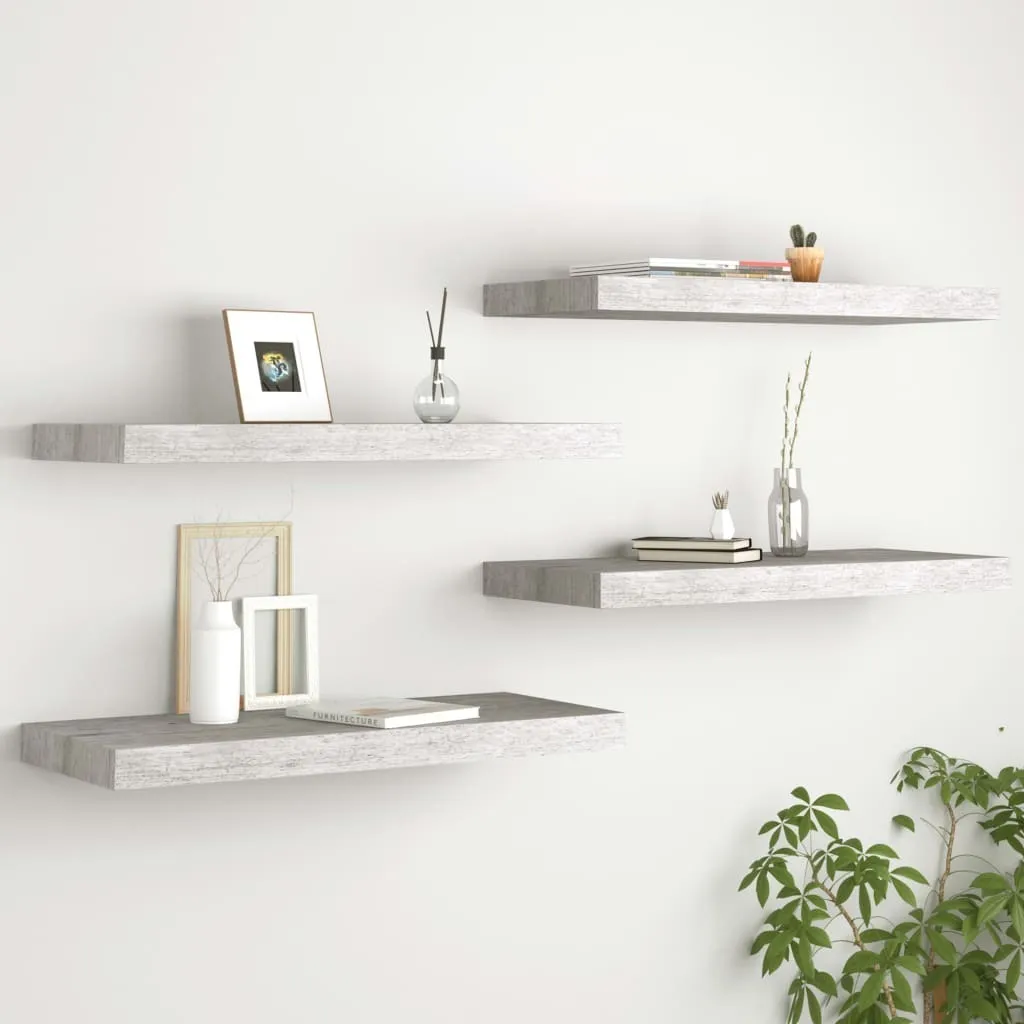 Set 4 Mensole Murali Effetto Cemento 60cm - Arredo Minimalista Living Store