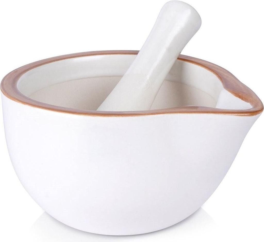 Gewürzmörser aus weißer Keramik Produktbild 