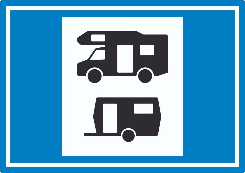 Wohnmobil- und Wohnwagenplatz Symbol Aufkleber A7 (74x105mm)