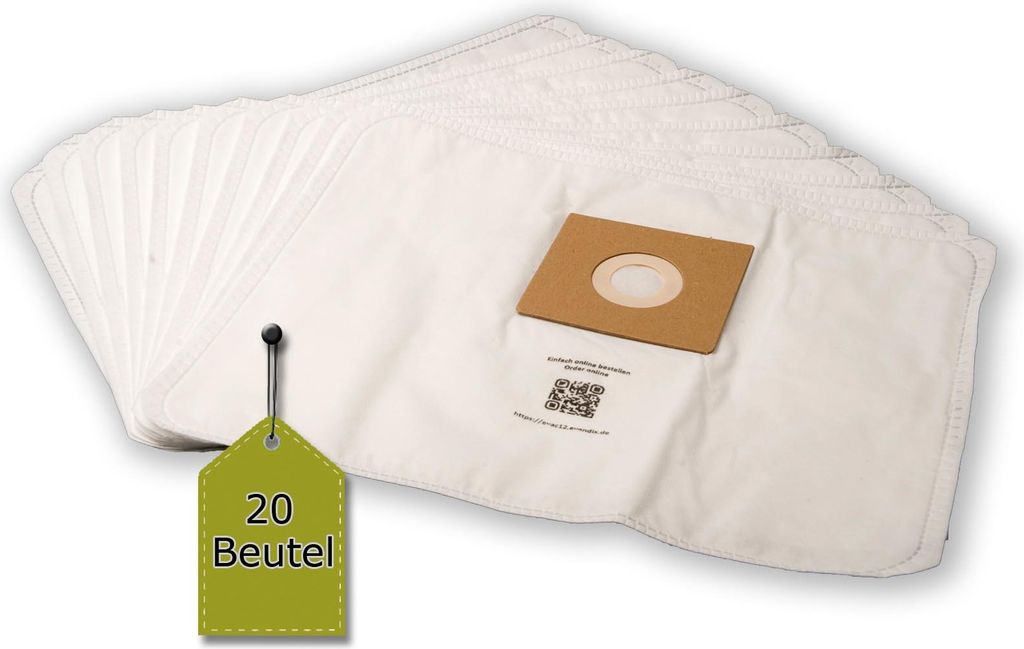 eVendix Staubsaugerbeutel eVac 12, 20 Stk + 2 Mikro-Filter passend für ECG VP 3189 S