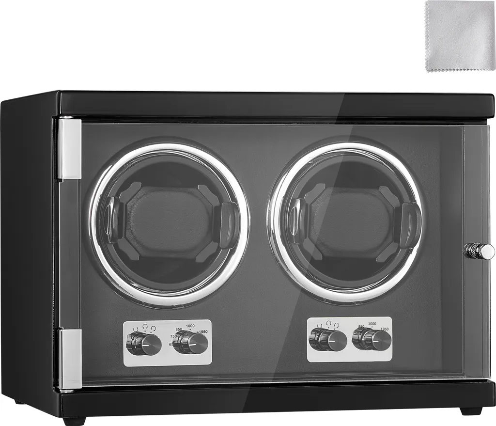 Watch Winder SucceBuy Nero LED Blu - Carica 2 Orologi in Silenzio