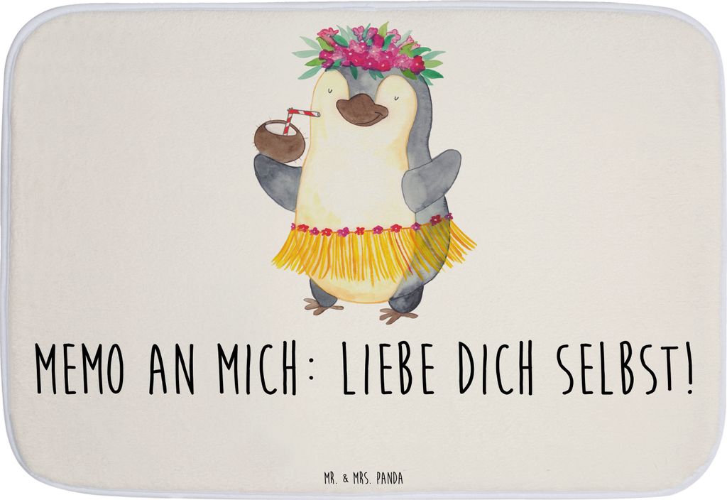 Mr. & Mrs. Panda Badematte Pinguin Kokosnuss - Weiß - Geschenk, duschmatte, Pinguine, Hawaii, Badezimmerteppich, Urlaub, Badvorleger, Badteppich, ...