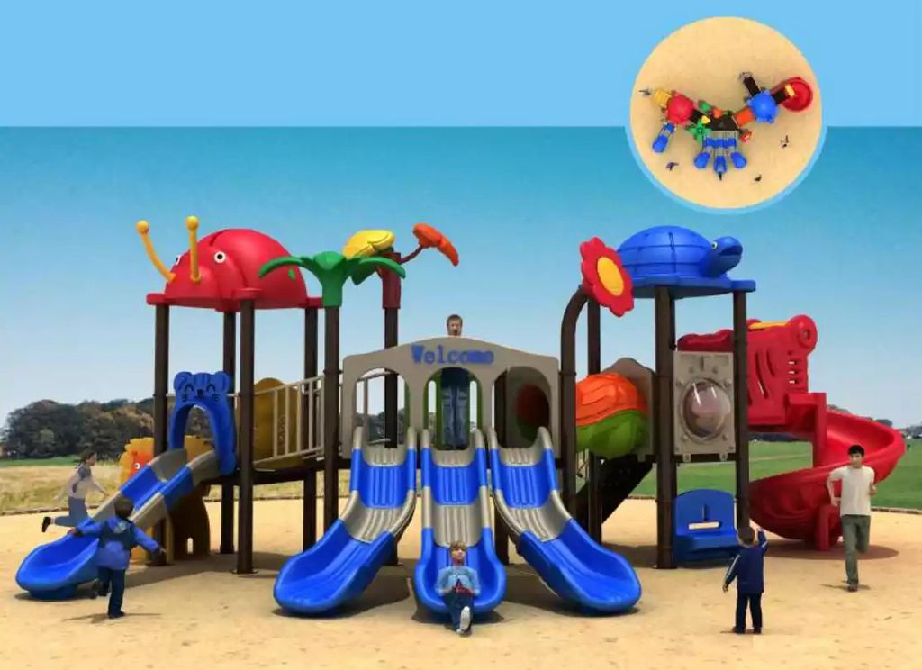 Spielturm mit Rutsche Tieren Kinder Outdoor Kunststoff Spielhaus