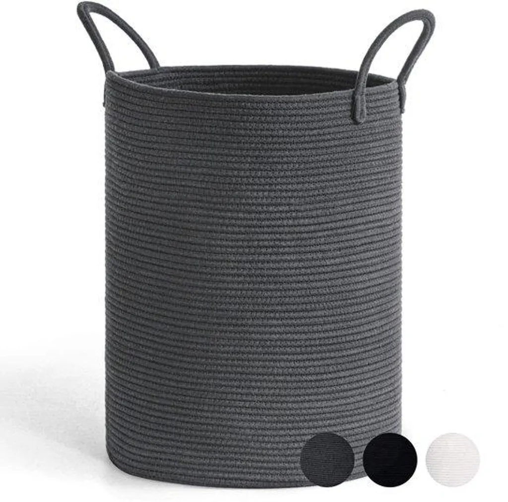 Panier à linge gris anti-encombrement 38 x 50 cm facile à transporter