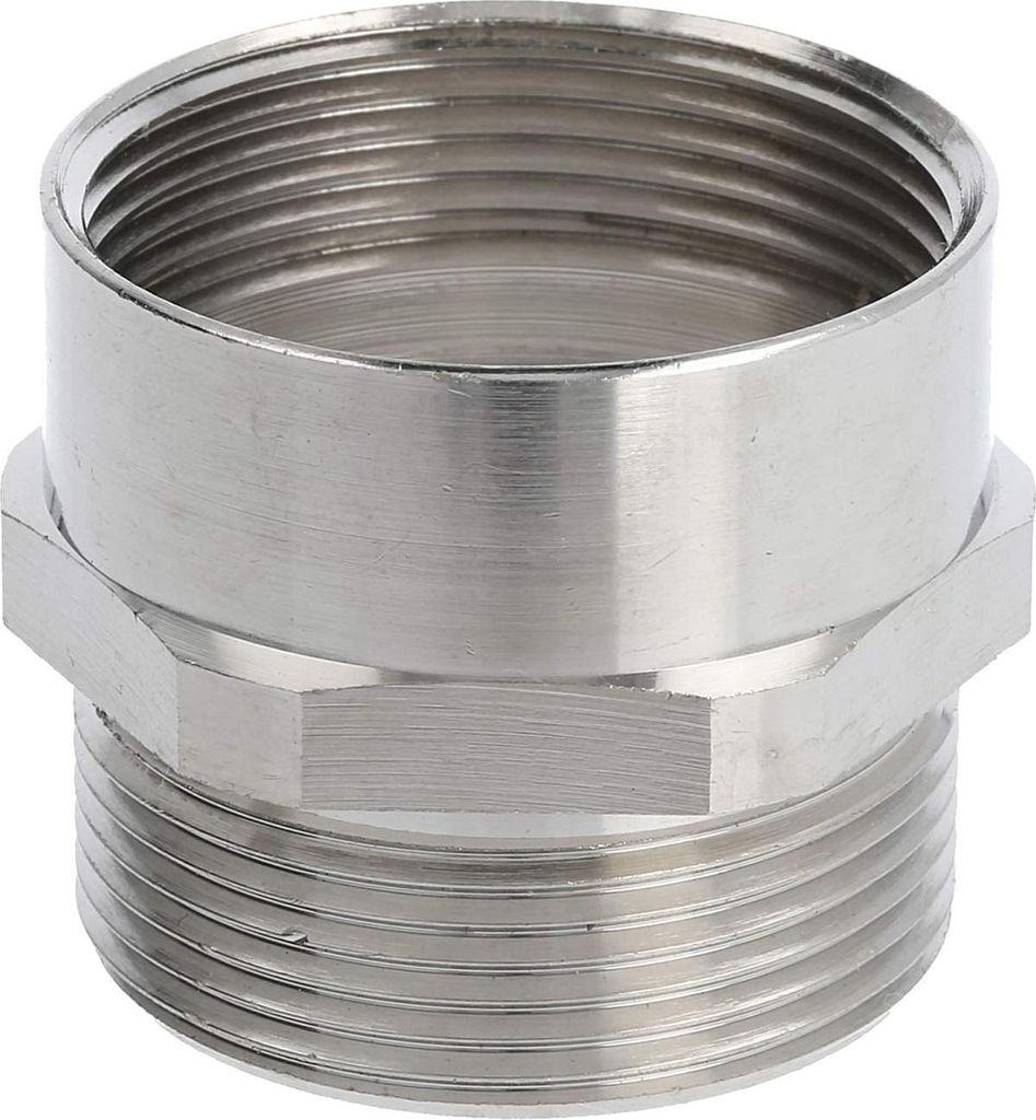 Zwischenstutzen M/M M32x1,5 MSZ-M32 lang Sechskant Messing (CuZn) vernickelt Anschlussgewinde 13,0mm - 1 Stück