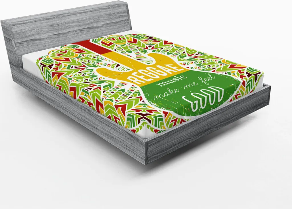 Drap-housse ABAKUHAUS Rasta Musique Reggae 180x200 cm Vert Jaune Rouge
