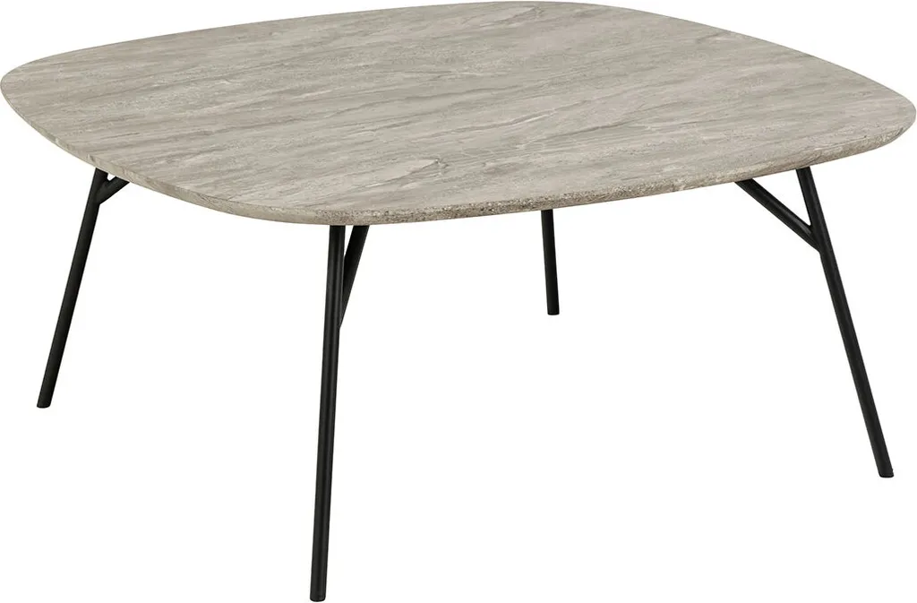 Table Basse Caracas Grise Robuste avec Plateau Effet Béton Industriel