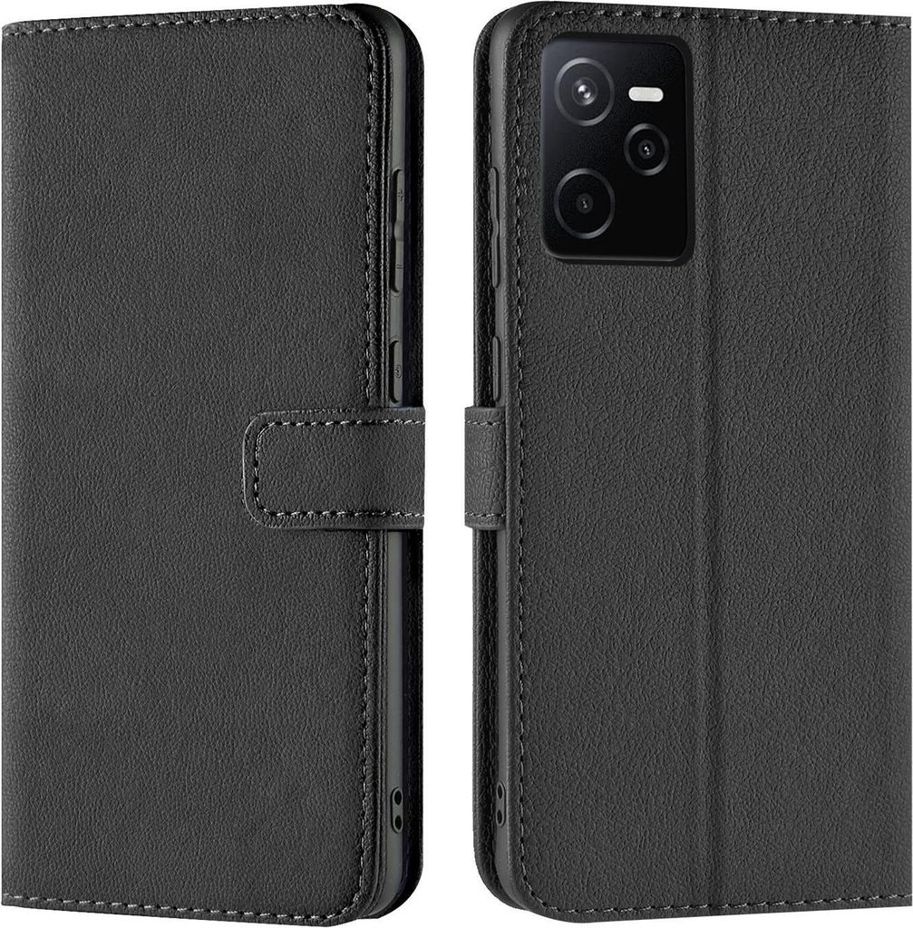 Conie Klapp Tasche für Realme Narzo 50A Prime Kartenfach Rundumschutz Hülle in Schwarz