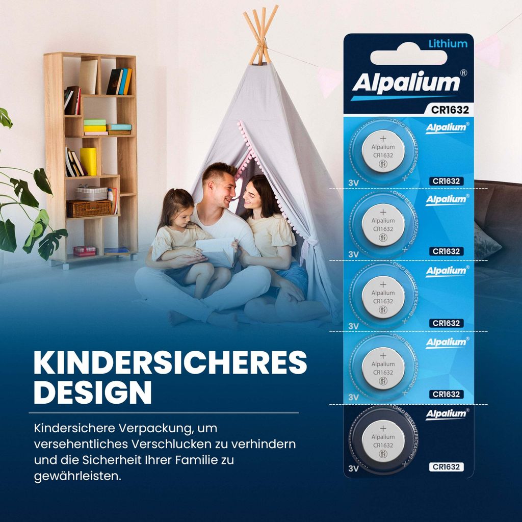CR1632 Knopfzelle Batterie 5 Stück Alpalium Lithium Produktbild 4