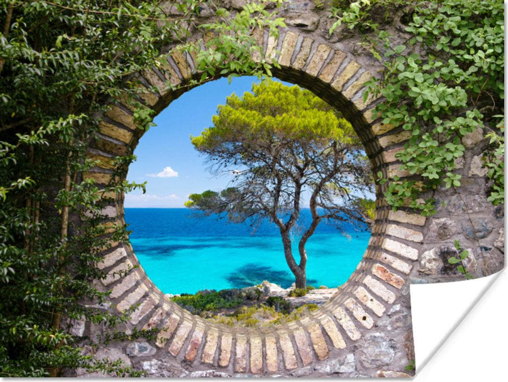 MuchoWow Poster Meer - Baum - Tropisch - Ausblick 160x120 cm - Foto Plakat