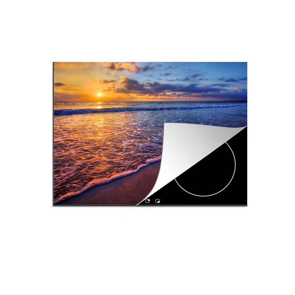 KitchenYeah Herdabdeckplatte Meer - Strand - Sonnenuntergang - Wolken - Horizont , 58x51cm, Küche Deko, Glaskeramikkochfeld Herdabdeckung, Abdec...