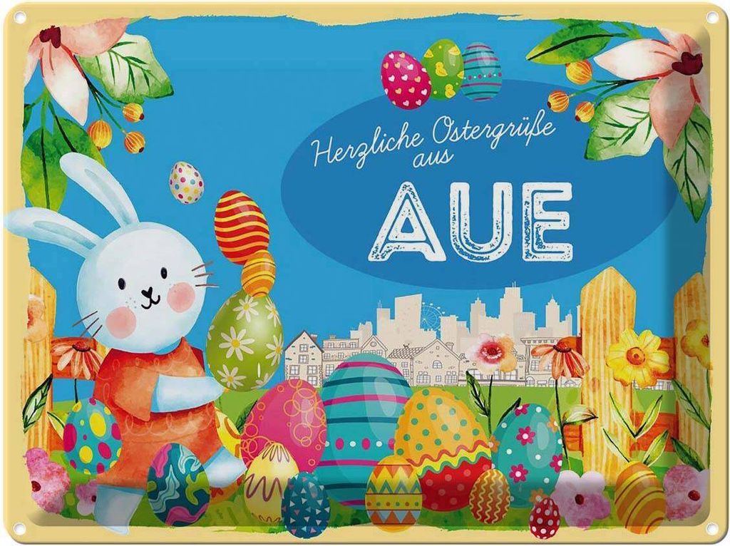 vianmo Blechschild 30x40 cm Ostern Ostergrüße AUE Gruß