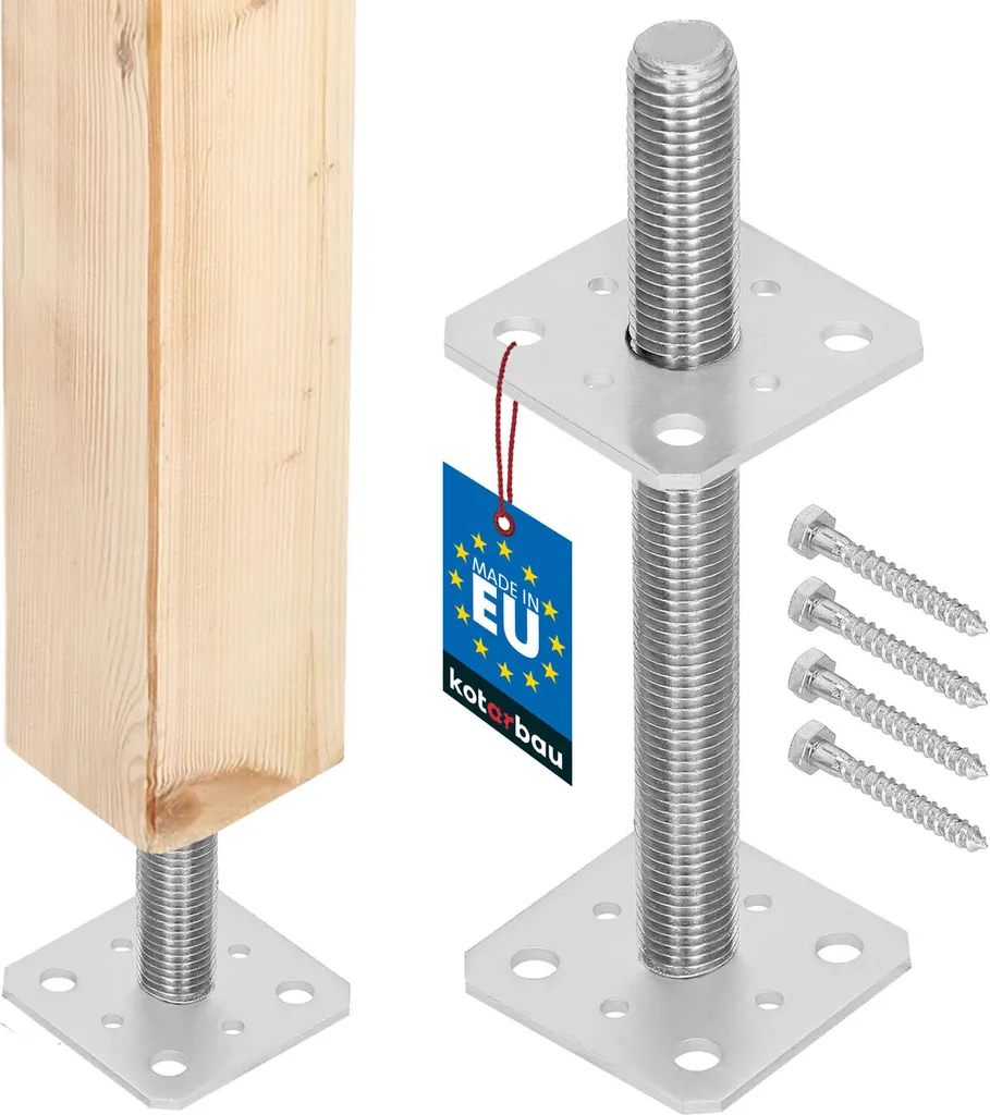 Fixation Poteau Bois pour Pergola et Abri Jardin Pied Argenté M24