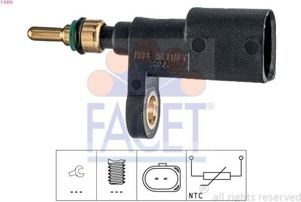 FACET 7.3355 Kühlmitteltemperatursensor für VW Golf VII Schrägheck (5G1, BQ1, BE1, BE2) GOLF VI (5K1) Polo Schrägheck (6R1, 6C1) Passat Variant