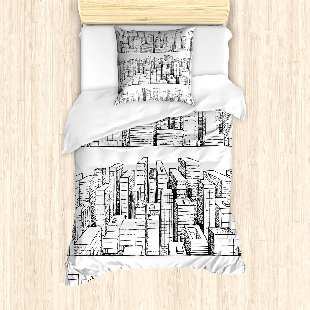 Set Copripiumino ABAKUHAUS Grattacieli 135x200 cm - Singolo Antiacaro