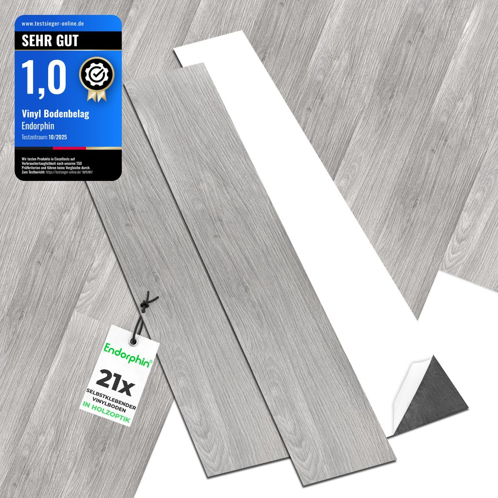 Endorphin Vinylboden selbstklebend in Holzoptik Hellgrau 2,93qm