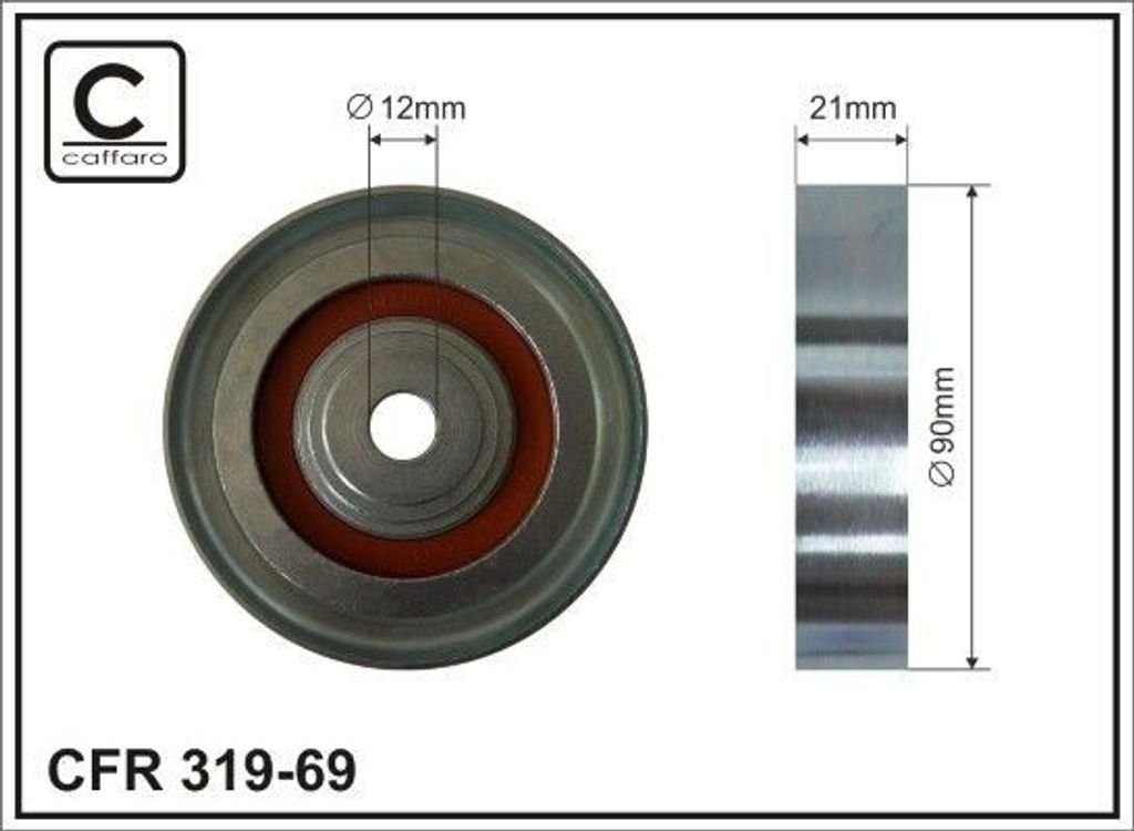 CAFFARO 319-69 Umlenkrolle Keilrippenriemen 90mm für TOYOTA AVENSIS Kombi (T25) AVENSIS (T25) AVENSIS Stufenheck (T25) COROLLA Liftback (E11)