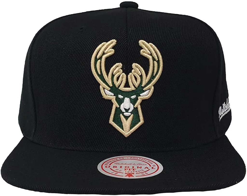 Casquette Milwaukee Bucks Logo Brodé Mitchell & Ness NBA Snapback Vert - 4