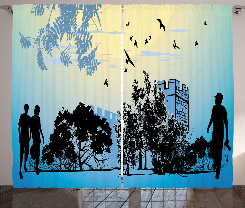 Rideau à fronces urbain rustique ABAKUHAUS 280 x 225 cm noir et bleu