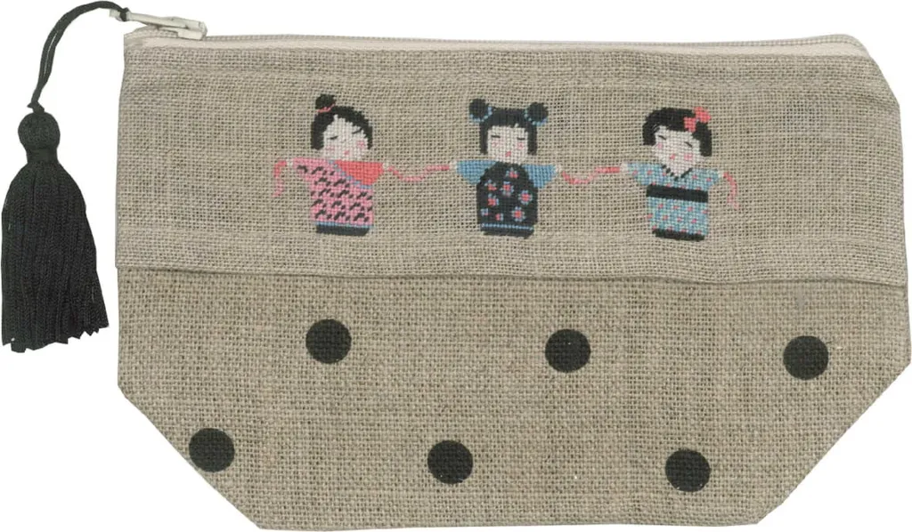 Kit Broderie Petit Point Facile Case Kokeshis pour Création Personnalisée