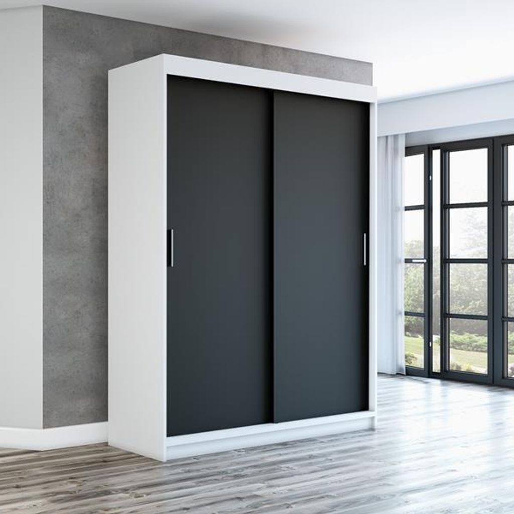 Schwebetürenschrank, 2-türig Schrank! Moderne Garderobe für Kleidung. Verschiedene Farben (Weiß, Schwarz, Somona) Kleiderschrank PAX 160 cm