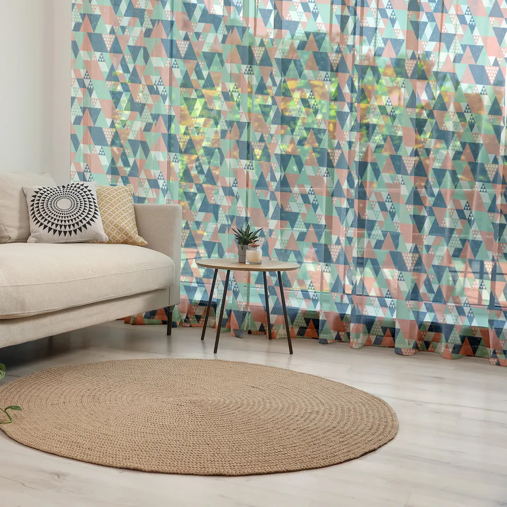 Grande tenture murale style patchwork géométrique en satin 240 x 274 cm